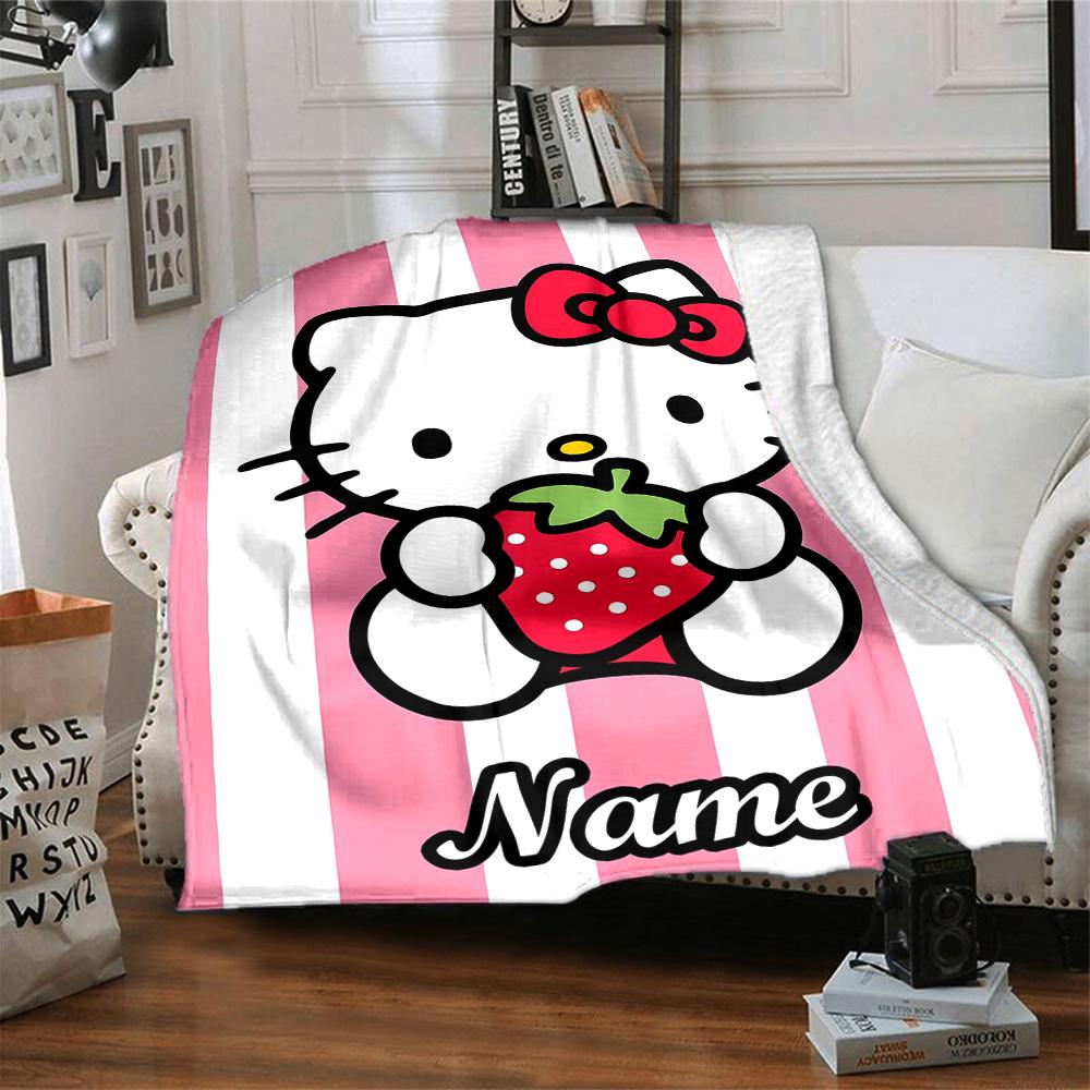 Customizable HelloKitty11 Throw Blanket – Personalized Name, All-Season Cozy Snug Blanket, Machine Washable, Personalized Blanket