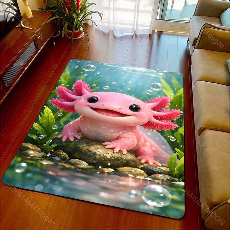 Multiple sizes Pink axolotl underwater Carpet for Living Room Bedroom Sofa Home Decor Rus Non-slip Floor Mat Luxury Gift