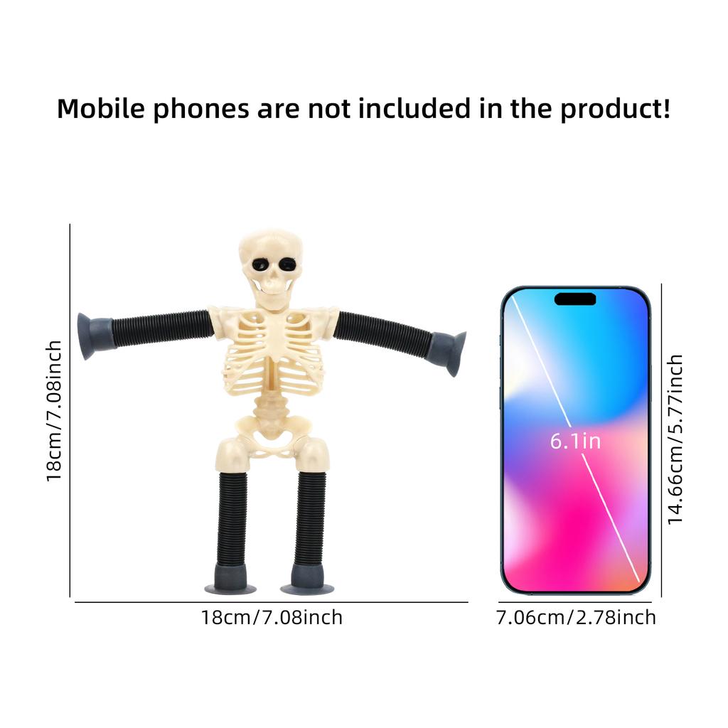Versatile Telescopic Pull Tube Skeleton Halloween Decompression Toy Prank And Funny Skeleton Skeleton Color Random