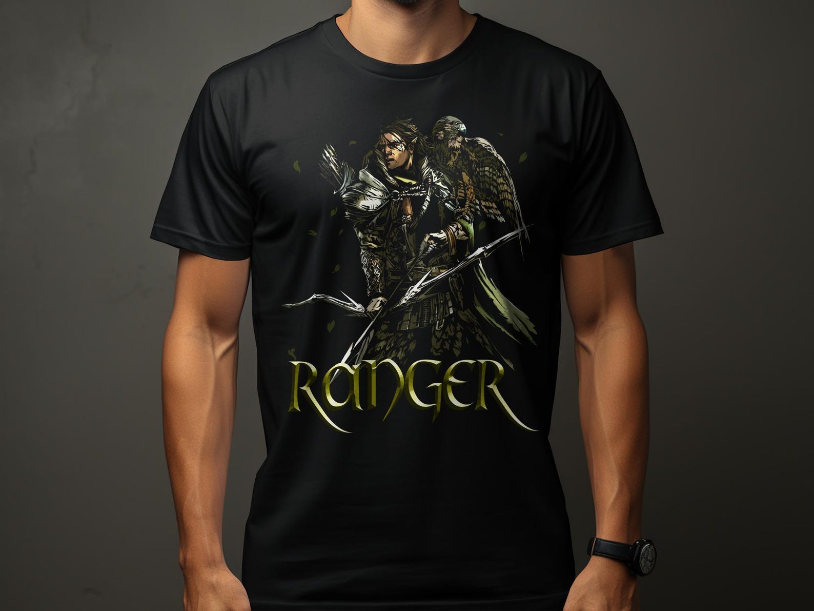 Elven Ranger RPG T-Shirt, Tabletop Gaming Apparel, D20 RPG Gift, Elf Roleplaying Game Tee, Fantasy RPG Clothing, Dungeon Crawler Shirt L