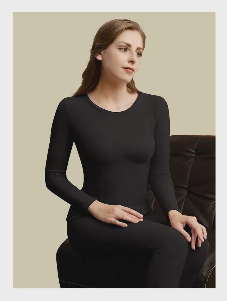 Couples' Comfortable Velvet Thermal Underwear Set with Thickened German Velvet - Round Neck Autumn Top and Winter Bottom Leggings