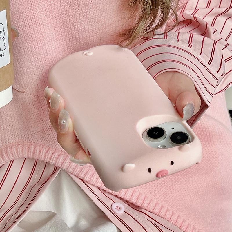 Cute 3D Pink Pig Soft Silicone Case For For Iphone 16 17 Pro Max 1 14 13 12 Pro Max Cartoon Piggy Phone Cover