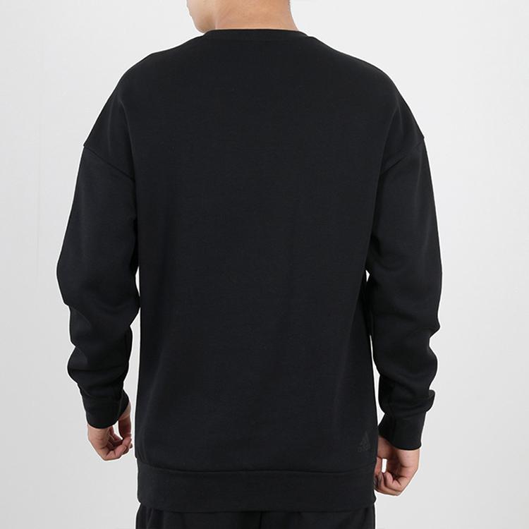 Adidas Logo Print Pullover Sweatshirt Men Tops Black GM4446