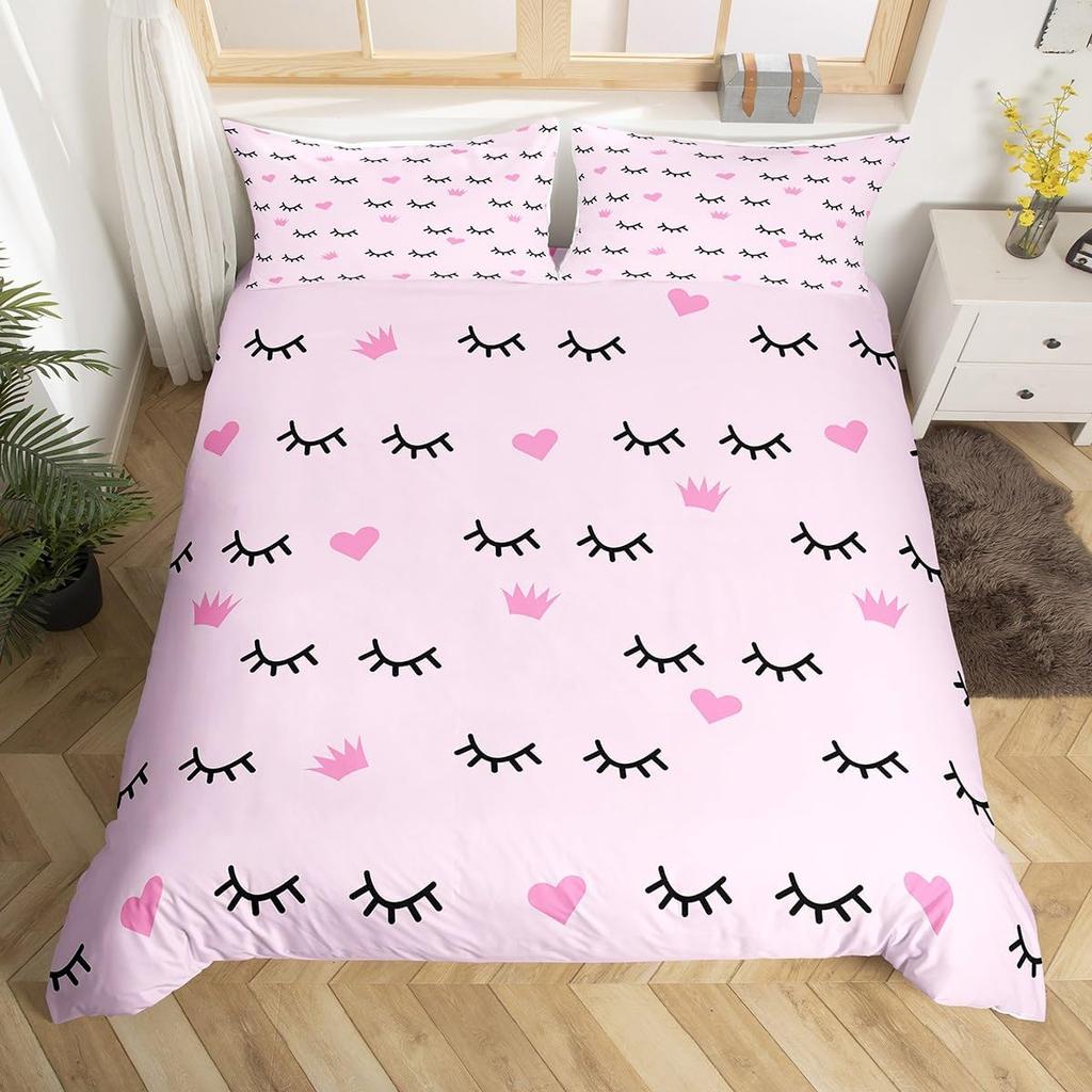 Comforter Eyelash Queen Golden Girl Lashes Bedding Set Gorgeous Priness Style Comforter For Women Girls Esthetician Gift