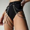 Sexy Leg Chain Thigh Harness Garter Gothic Fashion PU Leather Thigh and Waist Chain Belt for Fashion Enthusiasts