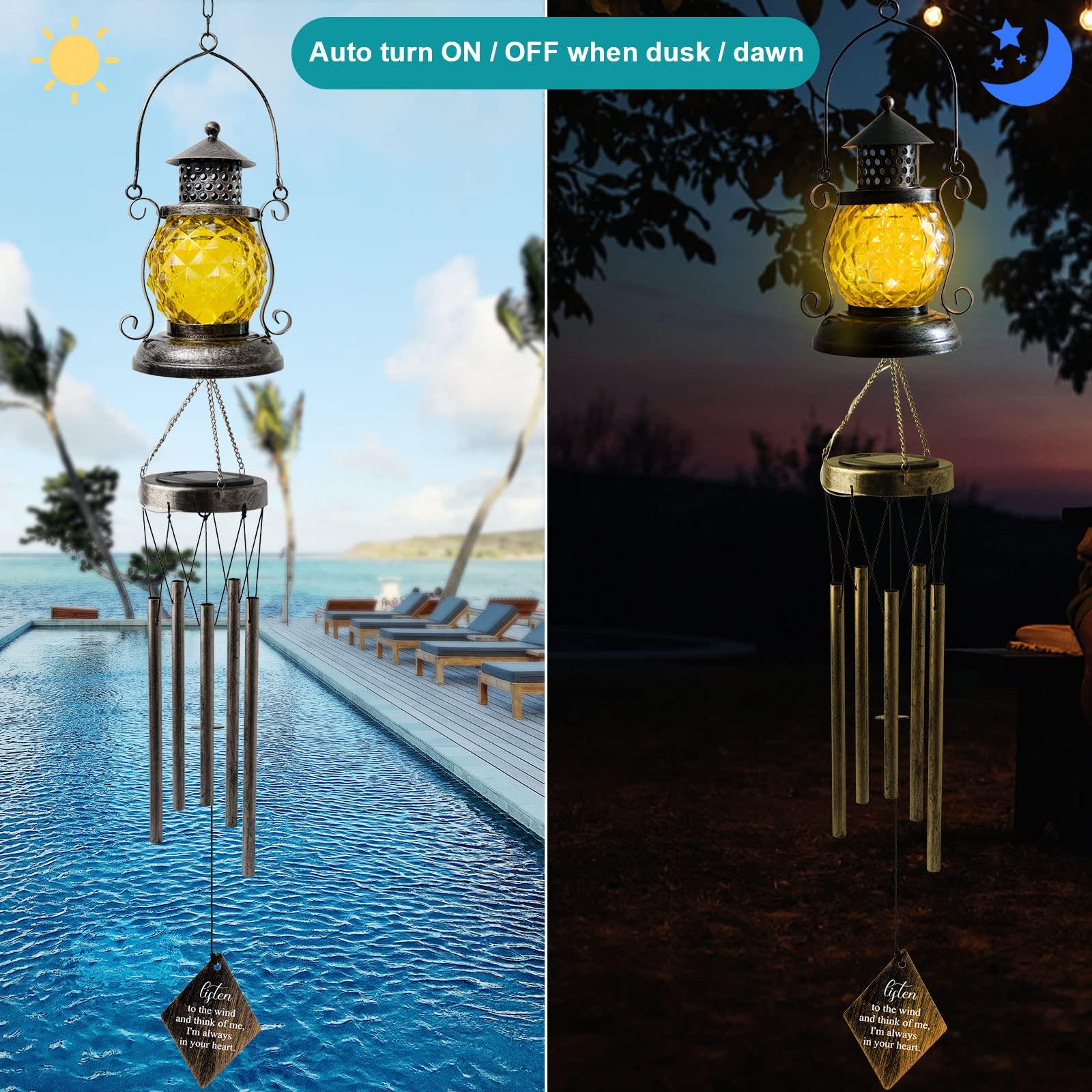 

Kerosene Lamp Shape Outdoor Hanging Wind Chime Solar Light Iron Art Waterproof Garden Yard Decor A
