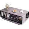 TUIYIDUO Low Table, Marble Table, 2-Stage Storage Design, Spacious Top Board, Sturdy, Stable, Home Use, Easy to Assemble