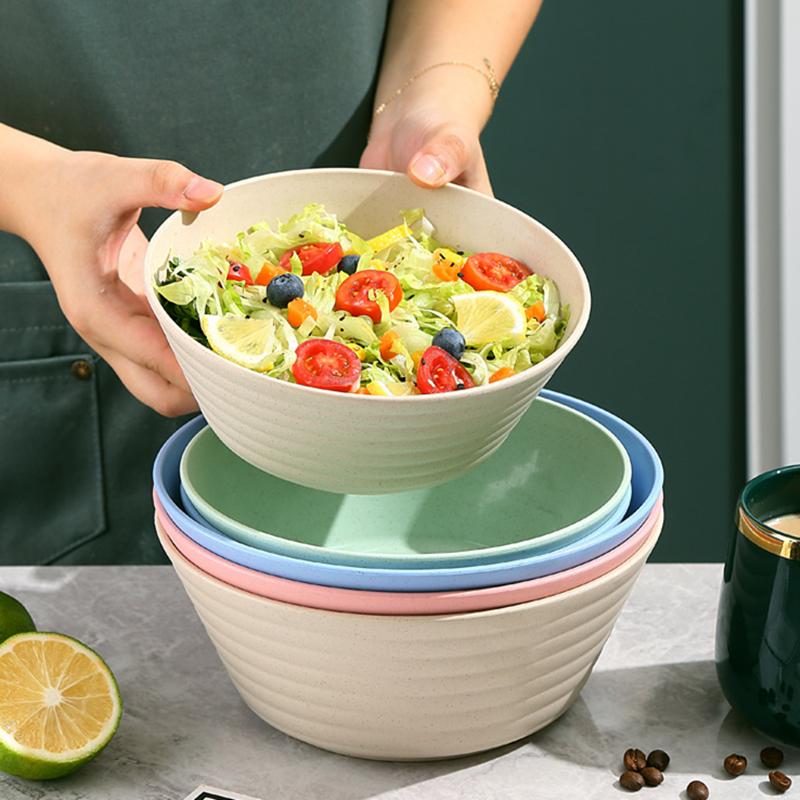 Reusable Wheat Straw Bowls Eco Friendly Lightweight Food Grade Plastic Rice Salad Cereal Soup Bowls Dinnerware