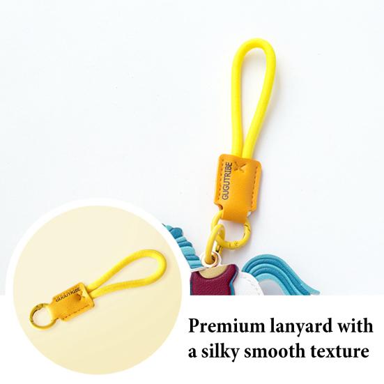 Keychain Pendant Cartoon Horse Shape Key Holder Colorful Faux Leather Access Card Case Bag Lanyard Decorative Keychain Accessory