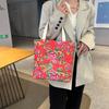 New Northeast Big Flower Bag Satchel Rural Wind Canvas Bag Personalized Trend Large Capacity Shoulder Bag Hand