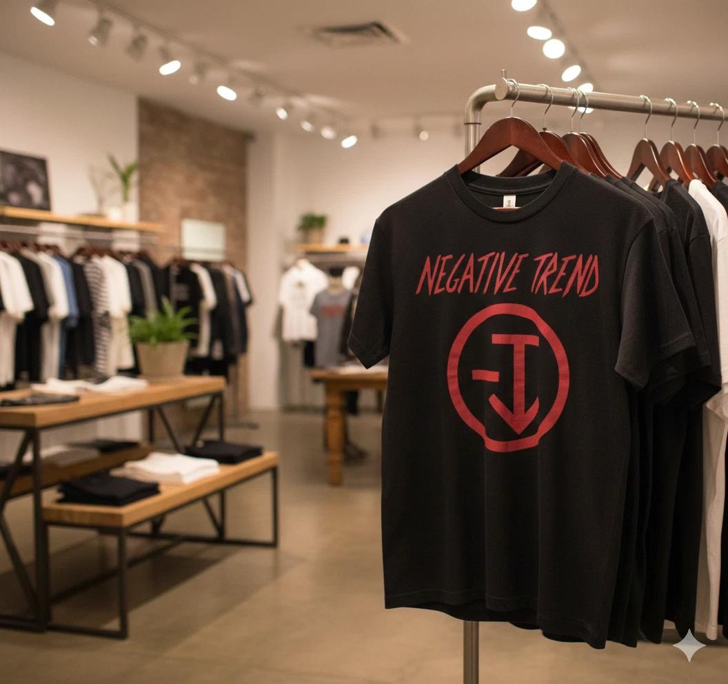 Negative Trend Logo T-Shirt Black Classic Punk Rock Band Tee - T485 S