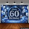2D Blue Silver Themed 60th Birthday with Confetti & Sparkles Photography Background