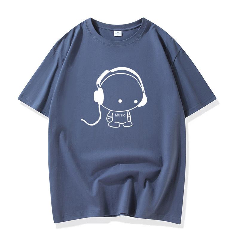 

Наушники, мужская модная футболка с короткими рукавами, футболка из чистого хлопка, S-6XL 6XL темно-синий