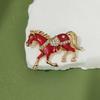 Red Horse Rhinestone Brooch - Fashionable Alloy Pin for Woolen Coats & Accessories