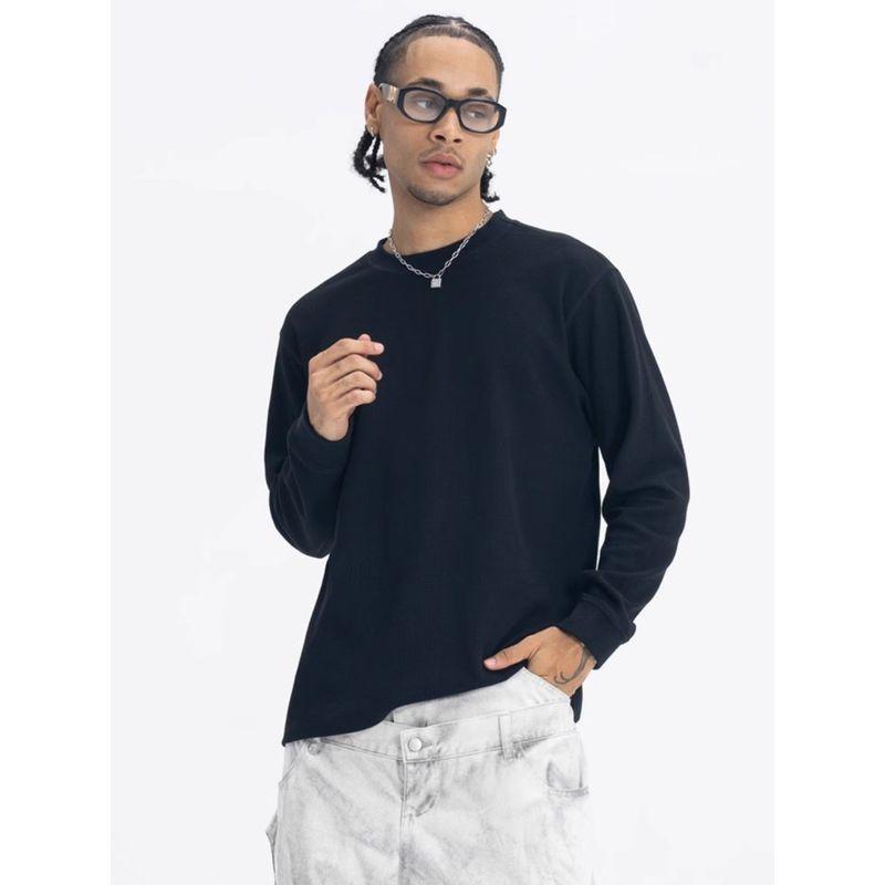 American Street Heavy Weight Round Neck Street Hip-Hop Loose Pure Color Bottoming Men's Heavy Weight Waffle Basic Long Sleeves T-shirt