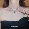 Waterdrop Zircon Inlaid Earrings Necklace Set Luxury Style Fashion Jewelry Women