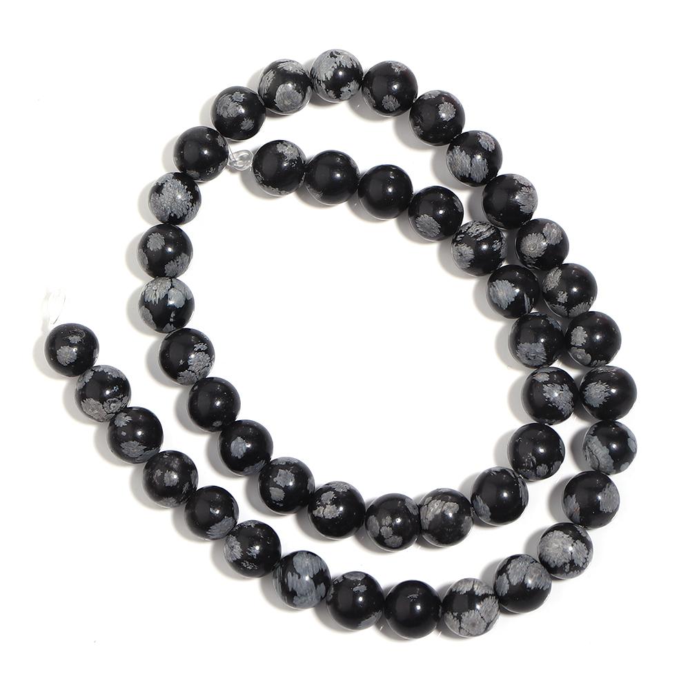 4 6 8 10 12mm Natural Snowflake Obsidian Stone Beads Round Gemstone Loose Bead For Jewelry Making DIY Bracelet Necklace Supplies
