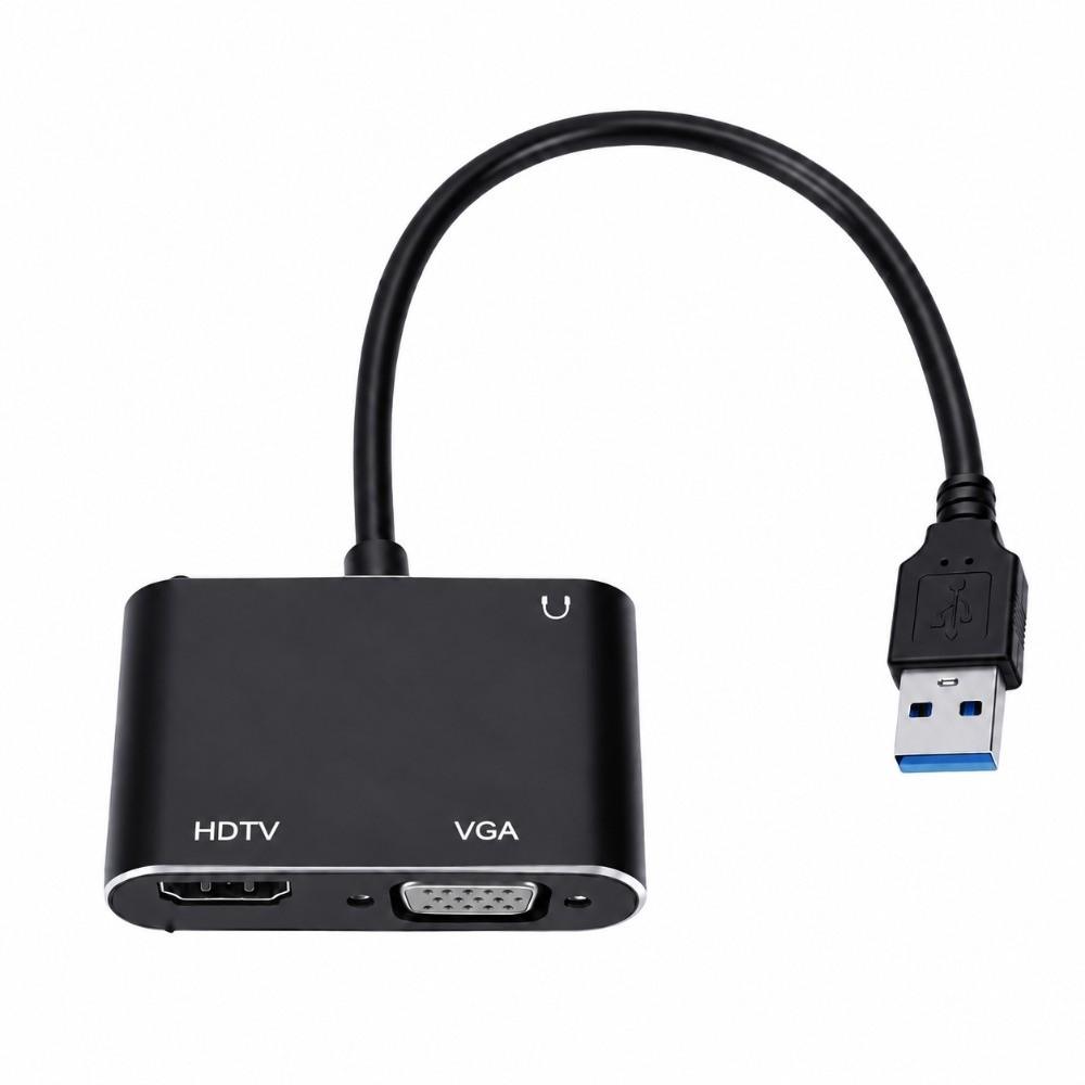 Full HD USB to HD VGA Adapter HD VGA Female 1080P Display Adapter For Dual Screens