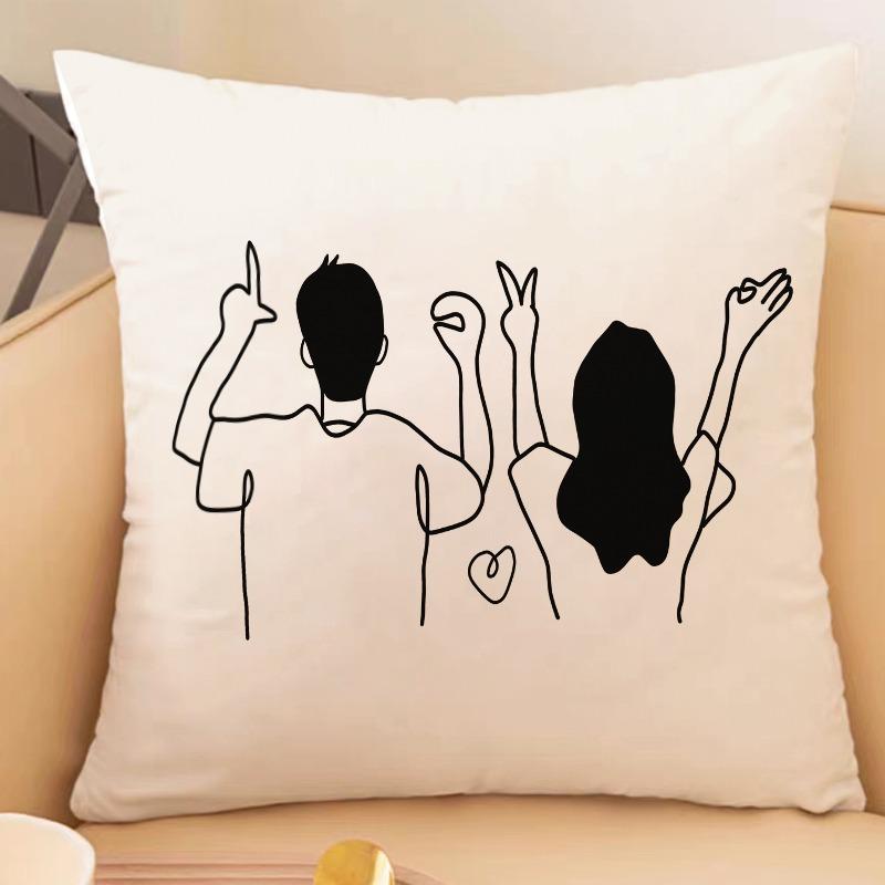 Simple Lines Rabbit Pillowcase Dormitory Decoration Office Living Room Sofa Home Pillowcase