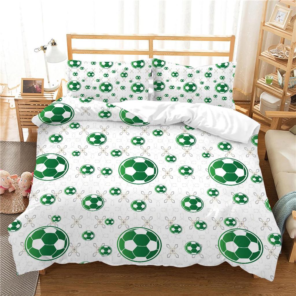 3D Football Printing Bedding Quilt Cover Bed Suit 100% Polyester Bedroom Decor Microfiber Pillowcase Breathable Washable Warm