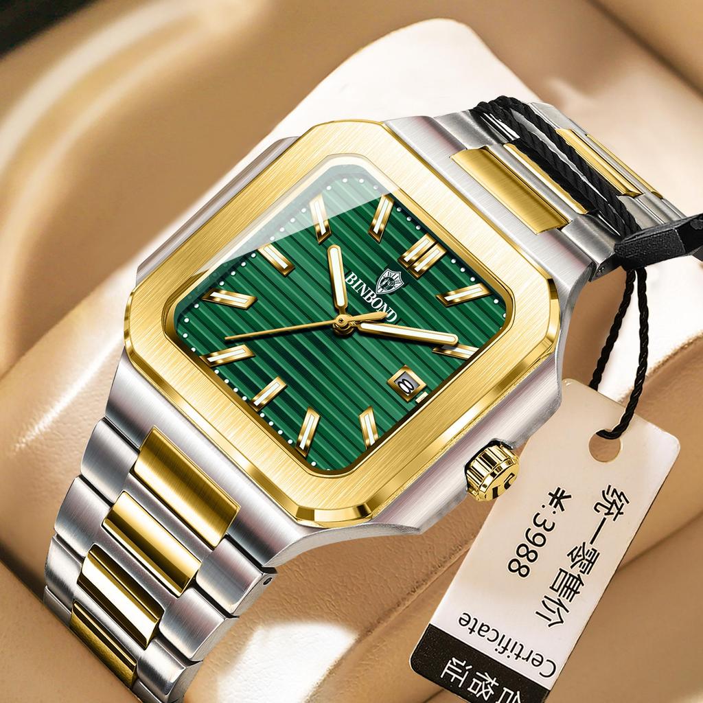 Binbang Men's Large Dial Tritium Sport Watch - High-End Trendy Model