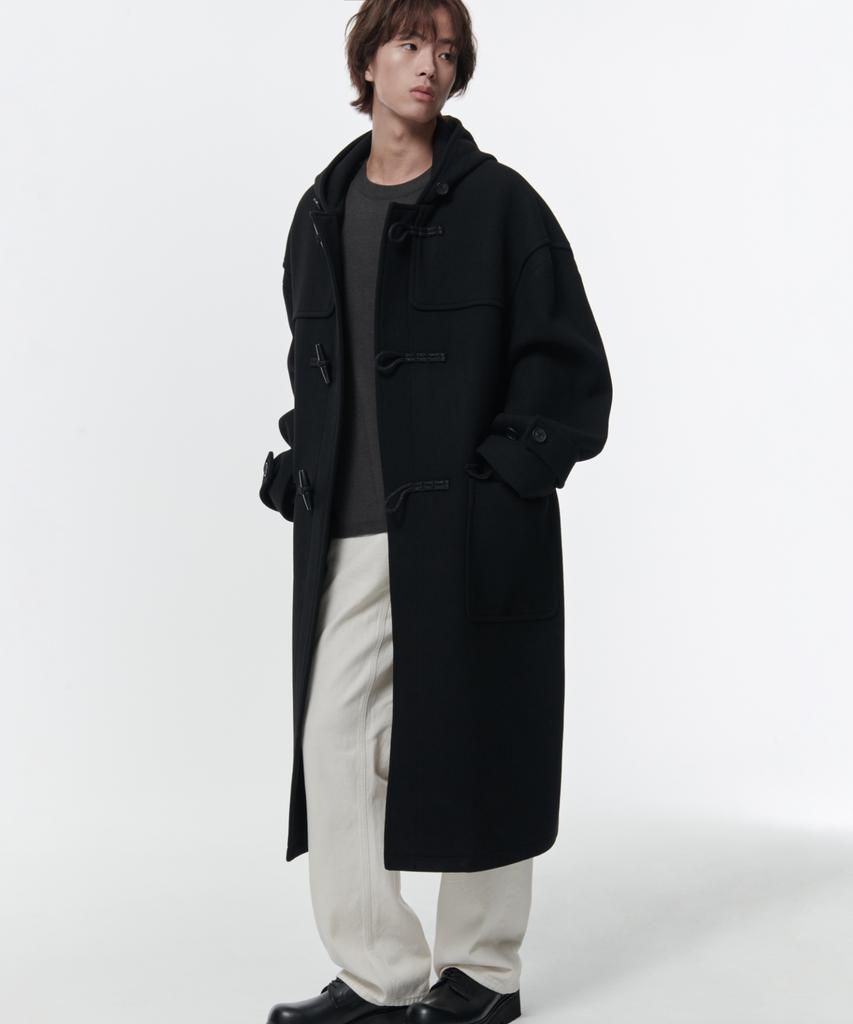 Musinsa Standard Wool Blend Extra Oversized Duffle Coat [Black]