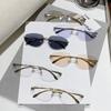 New Oval Sunglasses Women Fashion Frameless Metal Design Y2k Style Sun Glasses Anti Blue Anti UV Eyeglasses
