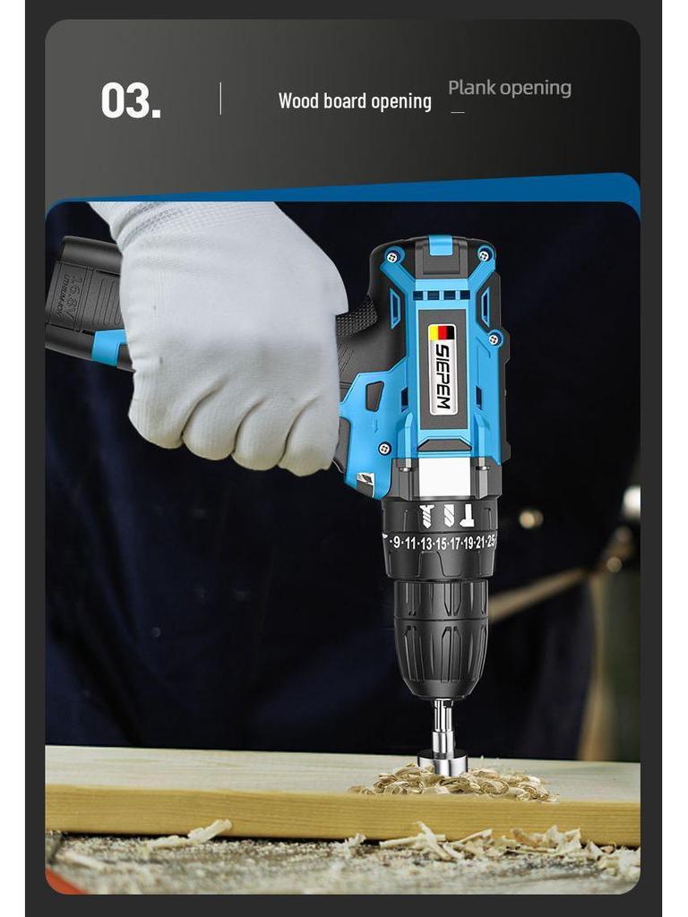 Rechargeable Multi-Function Electric Hand Drill with Impact and Screwdriver Features