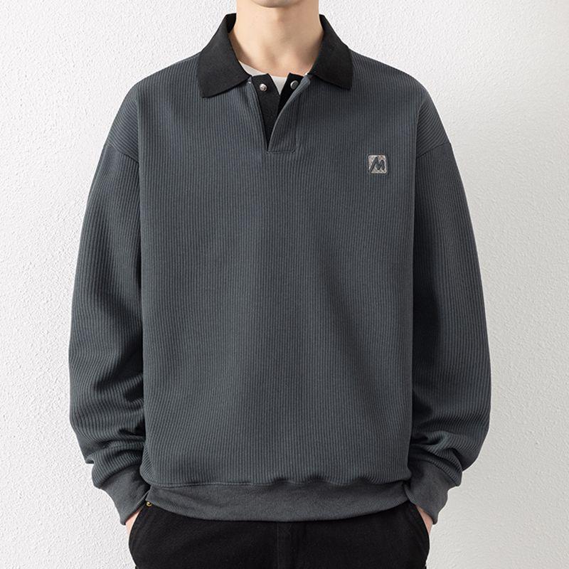 Herren Schwergewicht V-Ausschnitt Langarm Baumwoll-Hoodie Top