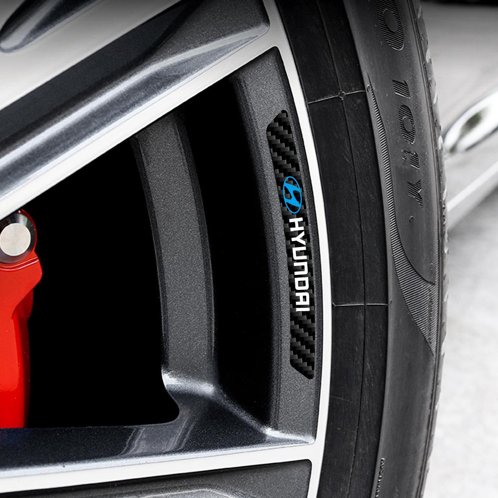 Car Accessories Carbon Fiber Auto Wheel Hub Stickers Auto Emblem Decal For Hyundai Genesis N-LINE I10 I20 I30 I40 IX20 IX35 Kona E7