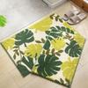 Jacquard Floor Mat with Green Leaves Pattern, Absorbent Carpets, Home Decorations, Soft, Bedroom, Kitchen, Non-Slip, Doormat, Ki