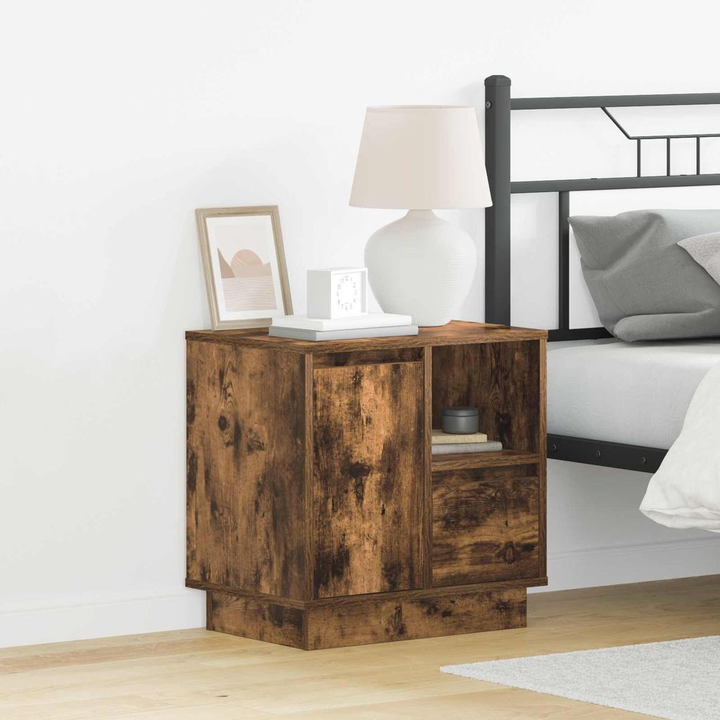 Nightstand Smoked Oak 50 x 34.5 x 50 cm Engineered Wood