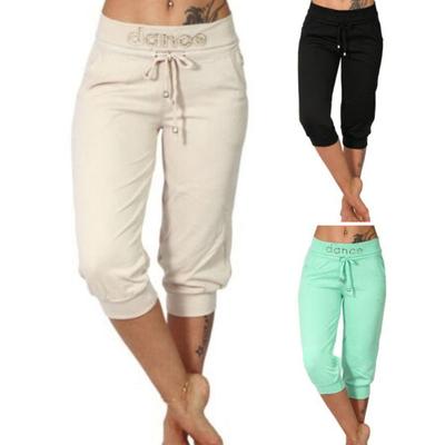 Kordelzugtaschen, mittelhohe, kurze Hose, Damen-Sportshorts mit mittlerer Wade für den Außenbereich