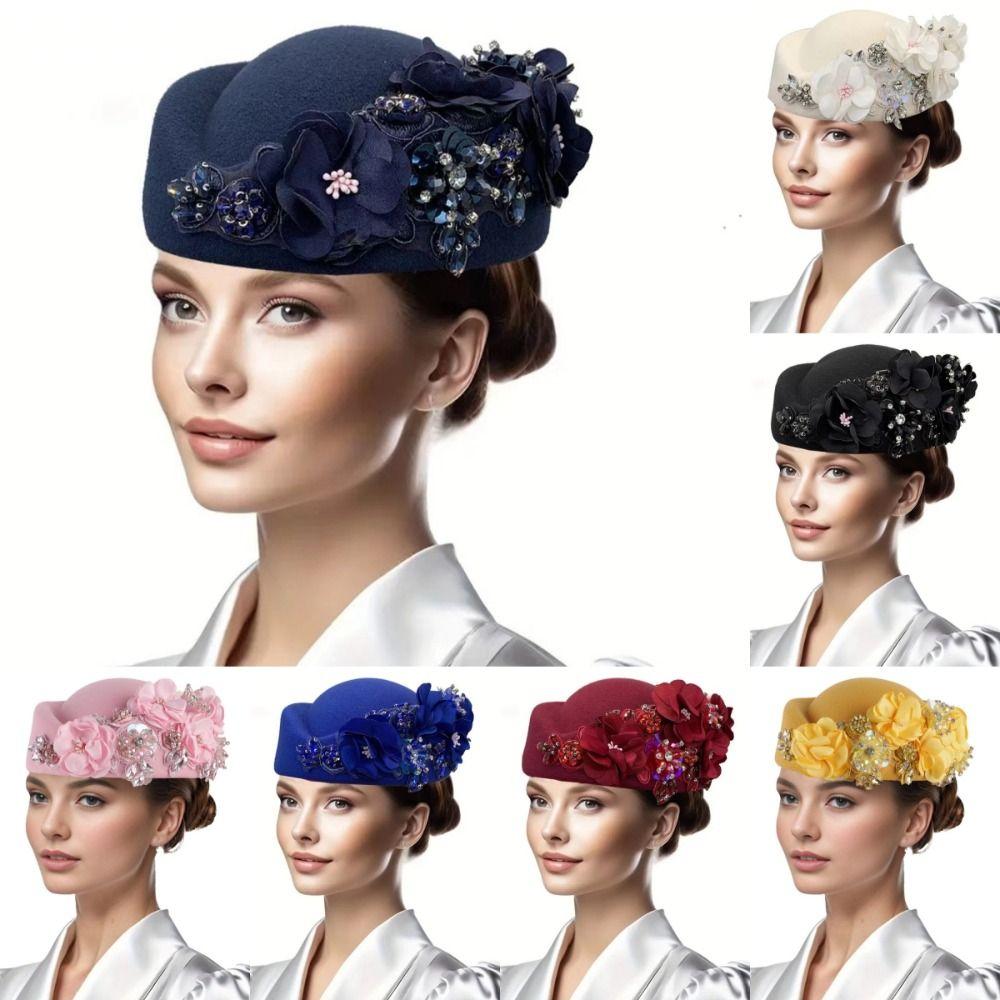 

Church Derby Felt Turban Hat Casual Tea Party Hat Vintage Cocktail Party Hat for Women фіолетовий