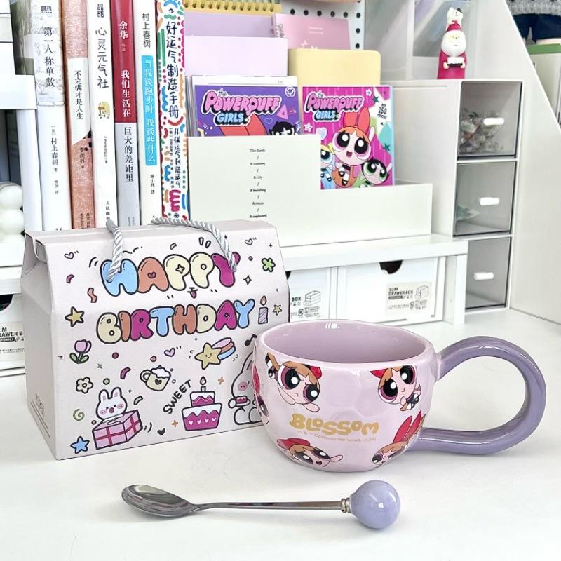 Uroczy ceramiczny kubek Powerpuff Girls Kubek do picia dla chłopców i dziewcząt Kubek do picia dla pary Kubek do kawy do biura Prezent na urodziny