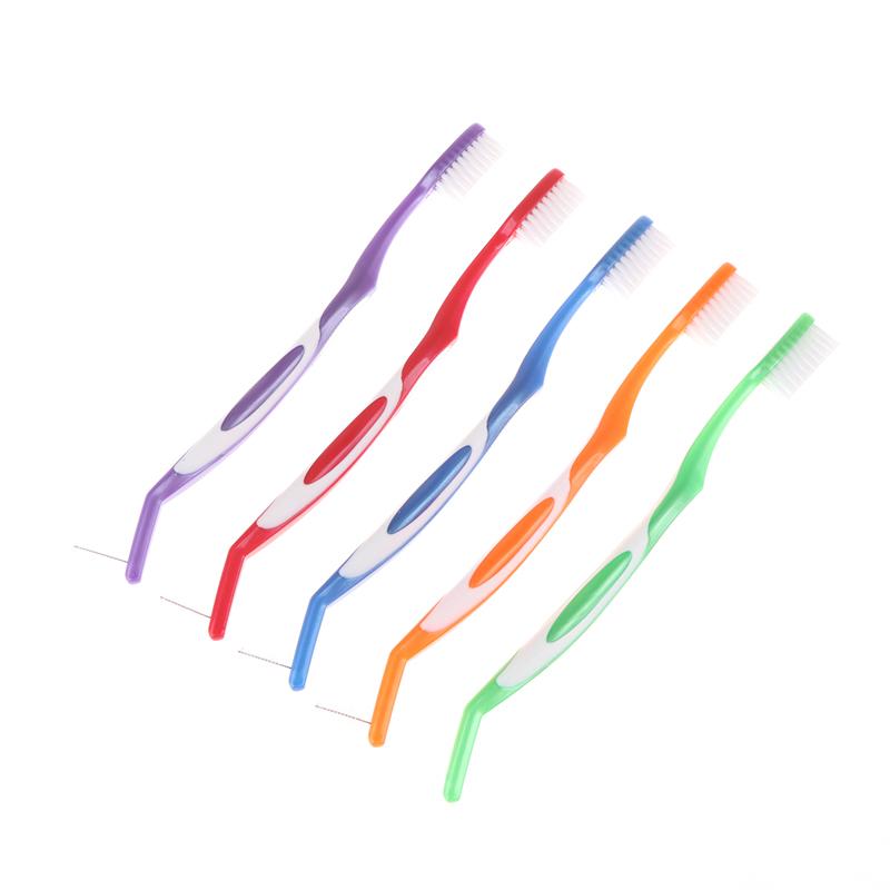 

Ортодонтические зубные щетки Двусторонняя межзубная щетка V-образная с пучками на конце Зубная щетка для чистки ортодонтических брекетов синий