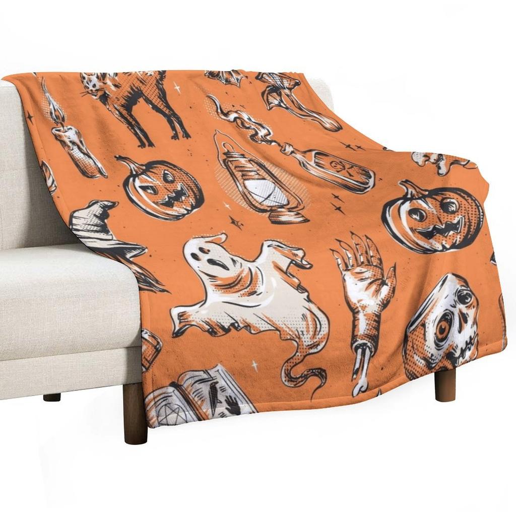 Magic Vintage Halloween Time Throw Blanket Nap Softest Sofa Quilt Bed Fashionable Blankets