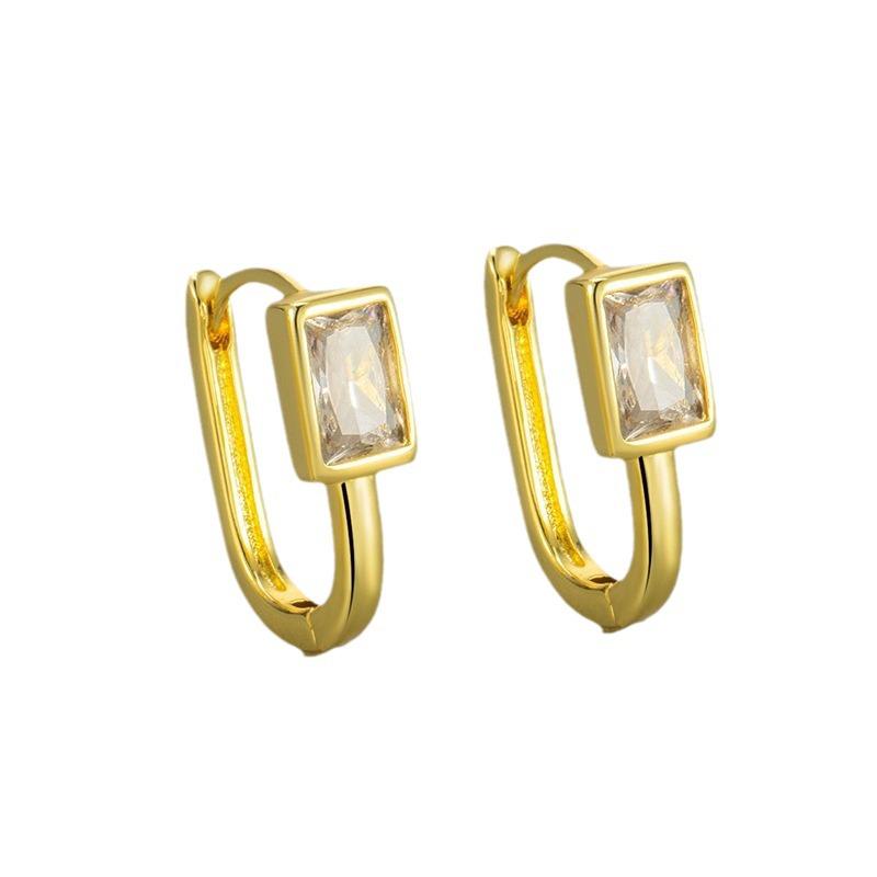 Elegant Geometric Cubic Zirconia Stud Earrings for Women - Trendy, Retro, Light Luxury Accessory