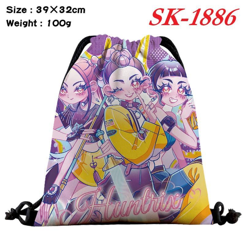 Demon Hunters Drawstring Bag Lightweight Backpack Cartoon Print Travel Fitness Clothes Storage