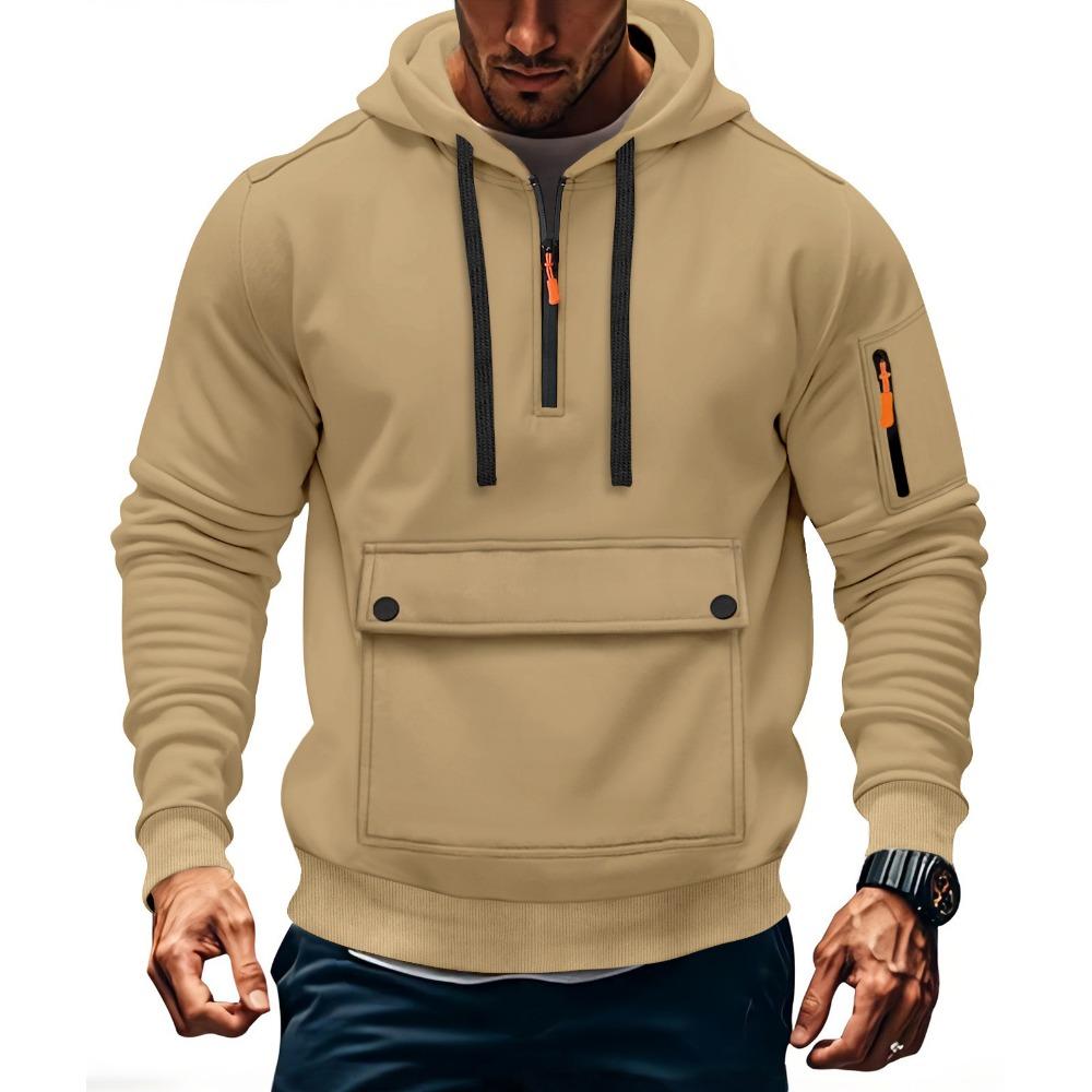 Trendy Innovative Sweatshirt Autumn and Winter Men's Fleece Loose Large Pocket Large Zipper Hoodie