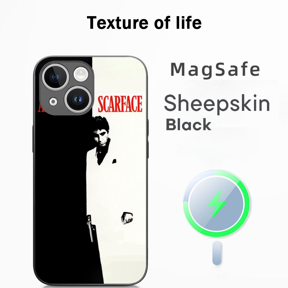 Tonny montana scarface Classic poster Phone Case For iPhone 17 16 15 14 13 12 Plus Pro Max  High-end Luxury Magsafe Sheepskin