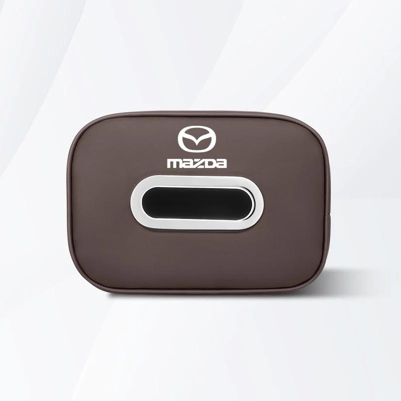 

2025 Hot Car Tissue Box Quality Leather Auto Paper Towel Storage Bag For Mazda 2 3 6 5 Atenza CX3 CX5 MX5 CX7 Axela CX30 CX90 CX