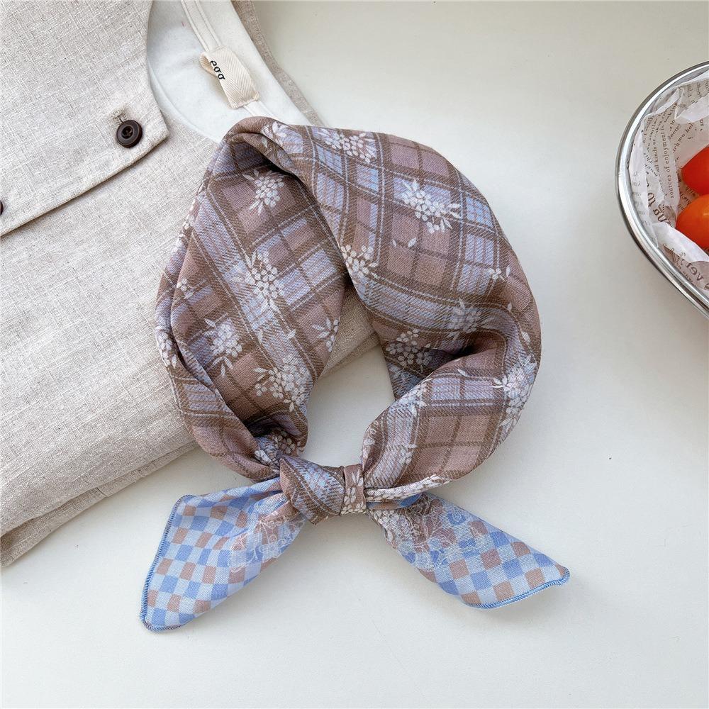 Floral Cotton Linen Print Scarves Cashew Square Handkerchief Simple Small Square Scarf  Outdoor