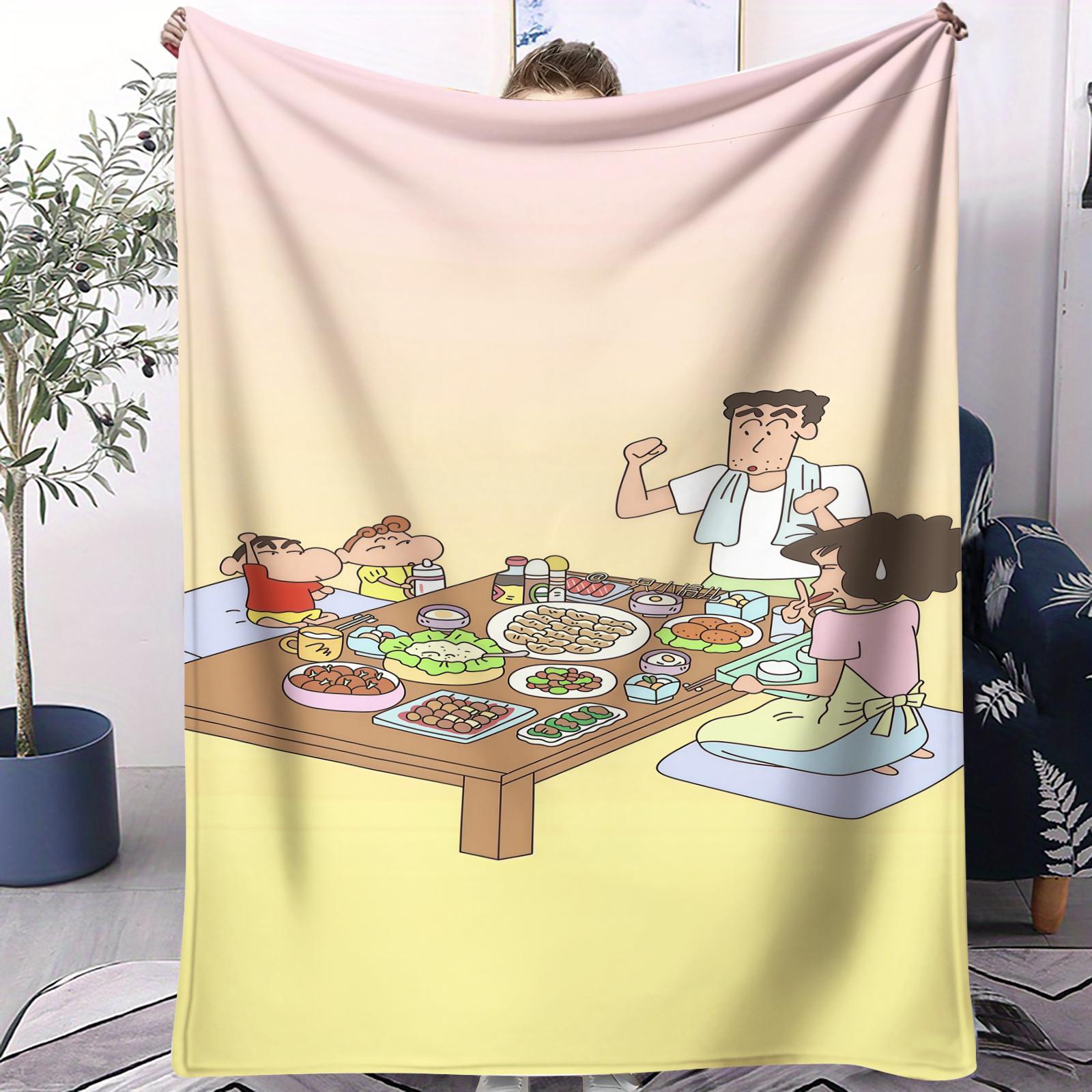 

Kawaii Anime Crayon Shinchan Small Cover Blanket Soft Comfortable All Season Skin Friendly For Dorm Sofa Office Car Nap Gift 70x100cm