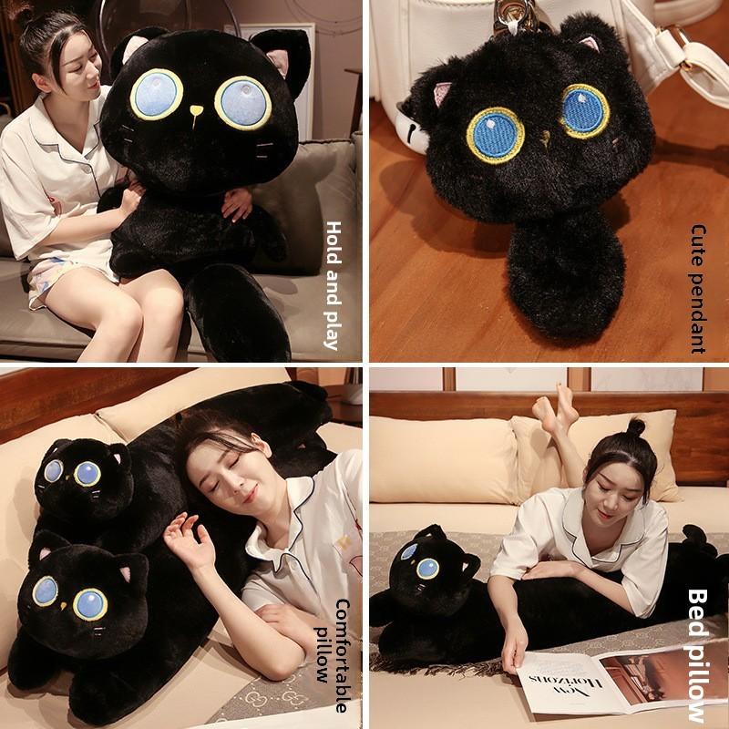 Black Plush Cat Toy Stuffed Animal With Pp Cotton Filling For Kids Decor Bedroom