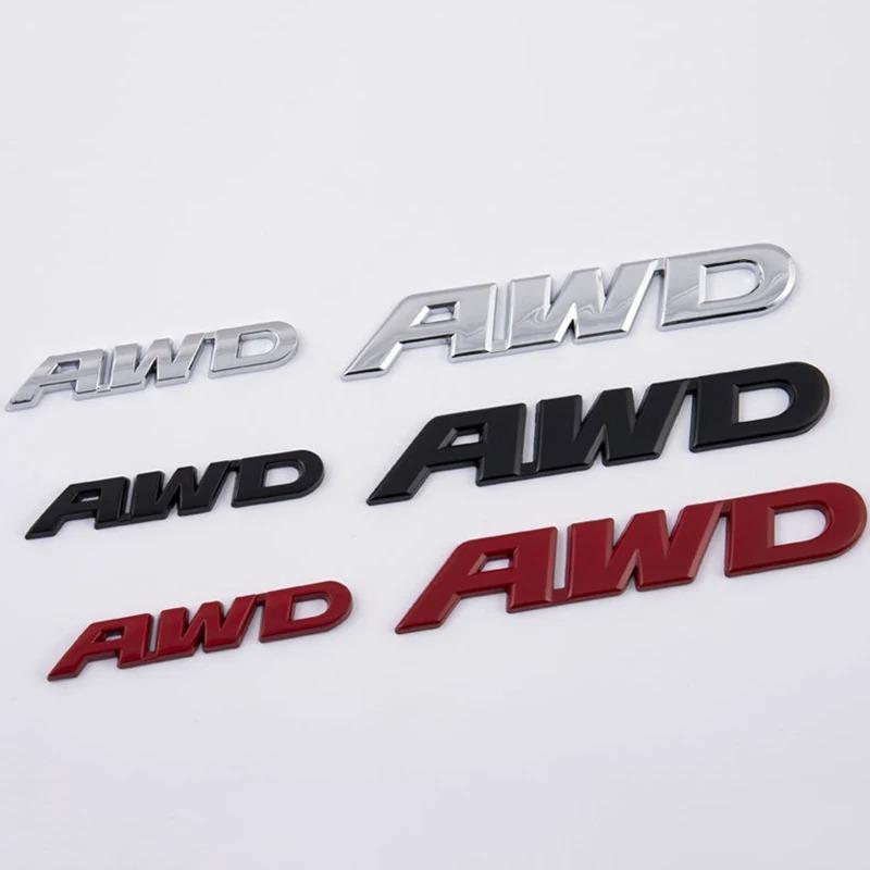AAALZ1 3D Metal AWD Logo Universal Car Emblem Fender Badge Trunk Decal Sticker For VW Toyota Honda CRV XRV MAZDA 4WD SUV 4x4 Off Road