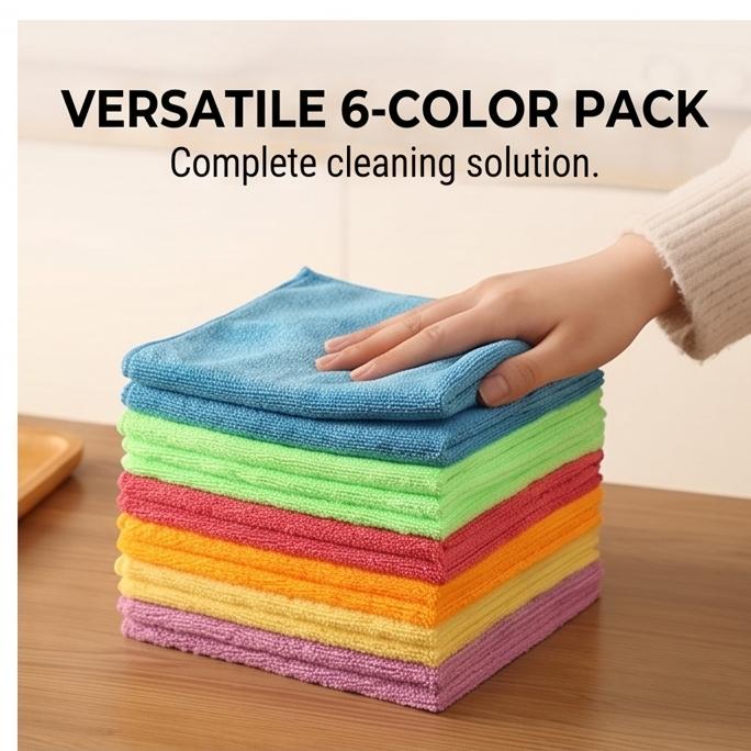 Thick Warp-Knitted Multi-Color Cleaning Cloth 30x40cm Absorbent Lint-Free for Kitchen & Drawer Storage Durable Household Rag