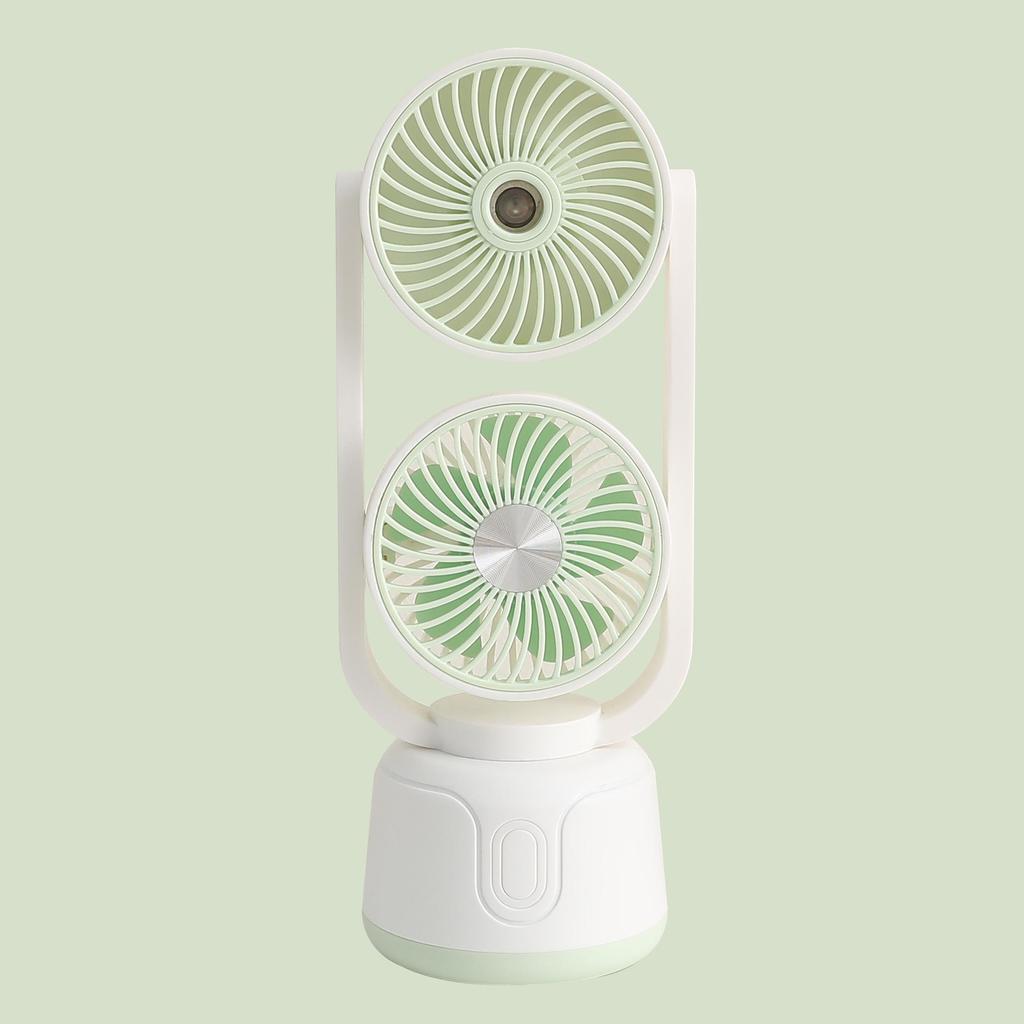 Dual-Head USB Mini Desktop Fan: Three-Speed, Strong Wind, Humidifying Spray for Summer Office
