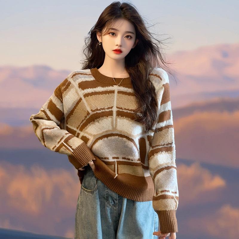 2025 Autumn Korean Style Women's Loose Knit Pullover Sweater