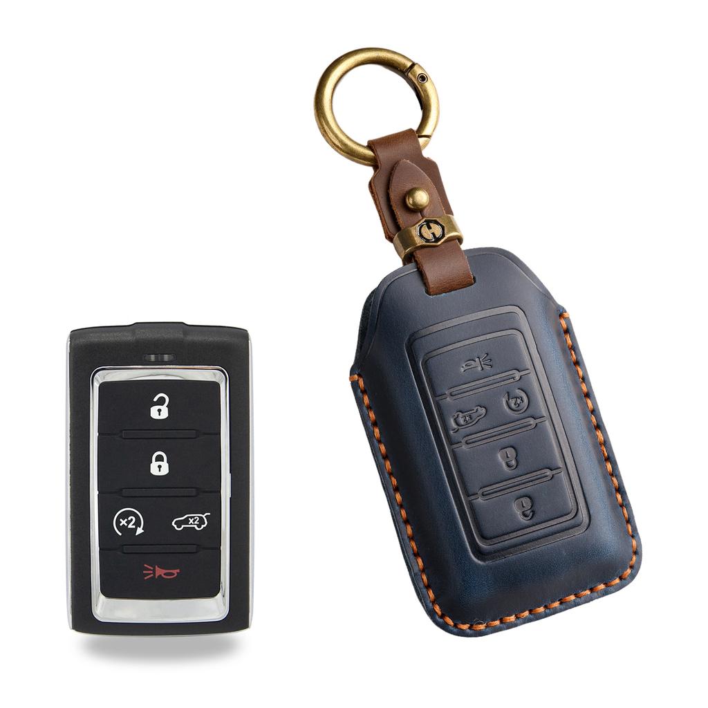 The Retro Key Cover Is Suitable for the New Jeep Jeep Grand Cherokee New Energy Imported Version Car Key Leather Bag.
